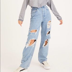 NWT BDG HIGH WAIST BAGGY JEAN - DESTROYED LIGHT WASH